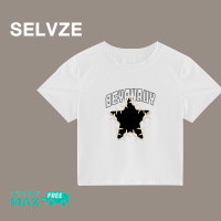 SELVZE ฉบับภาษาเกาหลีของเสื้อยืดลำลองขาสั้นลายดาวแฟชั่นสำหรับผู้หญิง