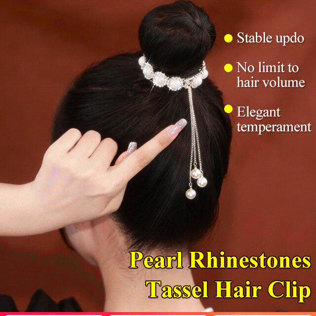 Meimingzi Pearl Rhinestone Tassel Hair Clip Lazada PH