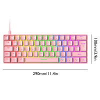 T60 Mechanical Gaming Keyboard Blue Switch 62 Keys USB Wired Gaming Keyboard with 18 RGB Lights Effect for Desktop PC Gamer