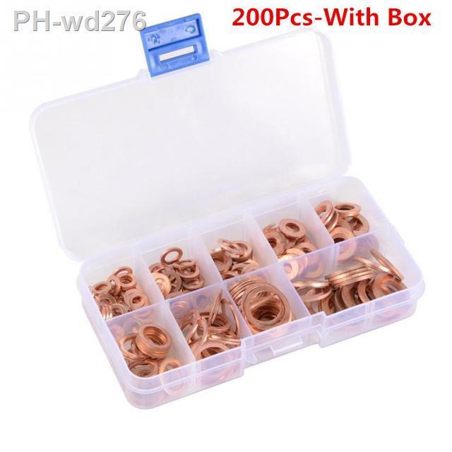 copper-washer-gasket-nut-and-bolt-set-flat-ring-seal-assortment-kit-with-box-m8-m10-m12-m14-for-sump-plugs