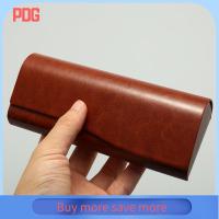 PDG เครื่องหนังแท้ เคสแว่นตาหนังสไตล์วินเทจ สีทึบทึบ ฟรอสติ้ง เคสหนังแว่นตากันแดด ความเรียบง่ายเรียบง่าย กล่องแว่นกันแดดสีทึบ สำหรับผู้หญิง