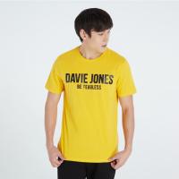 DAVIE JONES เสื้อยืดพิมพ์ลายโลโก้ สีเทา สีส้ม สีเหลือง สีกรม สีน้ำเงิน Logo Print T-Shirt LG0032GY OR YE NV BL