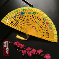 Jazz Dance 7-Inch 24cm Double-Sided Womens Folding Fan Paint Womens Spanish Dancing Wooden Fan Hand Painted