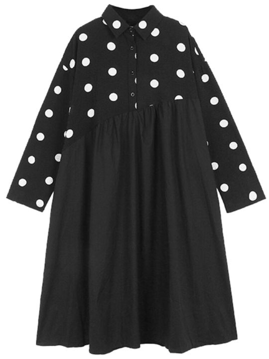 xitao-dress-polka-dot-patchwork-full-sleeve-shirt-dress