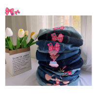 แฟชั่น Denim Bow ลูกปัด Berets สำหรับผู้หญิงฤดูหนาวที่อบอุ่นหมวก Skullies Beanies หูกระต่ายหมวก Vintage หญิงแบนหมวกหมวก