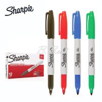 Sharpie ชาร์ปี้ fine permanent marker ปากกามาร์กเกอร์ ปากกาเคมี หัวเดียว หัวไฟน์ ชุด 12 ด้าม