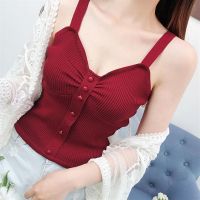 CODpz119nb Vintage suspender vest womens short style wear outside versatile strapless we复古吊带背心女短款外穿百搭抹胸内搭打底露脐高腰针织无袖上衣夏czjqkj.my21.10.17