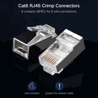 QYWVA Crimper เชื่อมต่อชุบทอง8P8C Cat6 CAT6e ขั้วอีเธอร์เน็ต Cat6ขั้วต่อ RJ45ปลั๊กหัวสายเคเบิลอีเทอร์เน็ตโมดูลาร์