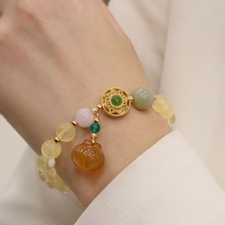 สร้อยข้อมือบุษราคัมสำหรับสุภาพสตรี-charity-duofu-pumpkin-jade-myely-bracelet-เครื่องประดับที่เรียบง่ายและเครื่องประดับที่ทำจากหยกเทียนหยก-4gy5