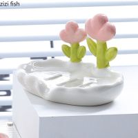 Ceramic Soap Box Flower Decorative Soap Boxes Household Soap Containers Soap Holder Jewelry Storage Dish Bathroom Supplies Soap Dishes