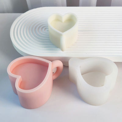 3D Epoxy Resin Candle Molds For Candle Making Handmade Soap Aroma Soy Wax Love Cup Shape DIY Candle Molds Silicone
