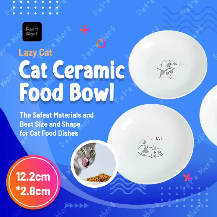 LAZY CAT Cat Ceramic Food Bowl Cat Feeder Ceramic Pottery Cat Food