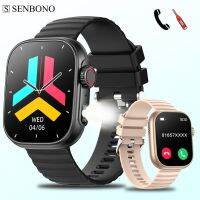 SENBONO สมาร์ทนาฬิกาผู้ชายผู้หญิงไฟฉาย LED 100โหมดกีฬาฟิตเนส Tracker อุณหภูมิร่างกาย2.01 ”หน้าจอ Smartwatch Men Women