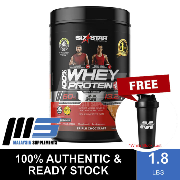 Six Star 100 Whey Protein Plus 1 8lbs [free Muscletech Shaker 700ml] Muscle Recovery Lean