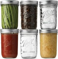 Ball Wide Mouth Mason Jars 16 oz [6 Pack] With mason jar lids and Bands, Ball mason jars 16 oz - For Canning, Fermenting, Pickling - Jar Decor - Freeze/Dishwasher Safe