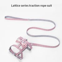 【CW】 Dog Cat Collar Leash Set Adjustable Lovely Bowknot Puppy Harness Vest Japanese Style Traction Rope For Dogs Lead Pet Supplies