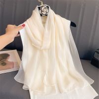 2023 New Fashion Summer Women soild color Beach Scarf Silk Shawls Headband Female Headband Wraps Sunscreen Hijab Wholesale