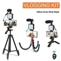 Vlogging Kit Tripod For Smartphone Camera With Microphone LED Light Wireless Remote Control Octopus Tripod Selfie Stick