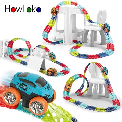 【CC】 Kids Race Car Changeable with Light-Up Racing Set Assembled Birthday Gifts for