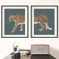 Tiger Two-Piece Art Print-การตกแต่งผนังที่พิมพ์ได้พร้อมการออกแบบสัตว์ที่สวยงาม