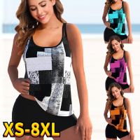 【CAS】  Neue Frauen Sommer Tie Gefärbt Druck ชุดบิกินี่ Plus Größe สูงเอว Tankini Zwei Stück Badeanzüge 2022 Mädchen Boho