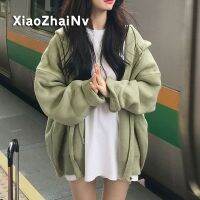 Xiaozhainv เสื้อกันหนาว มีฮู้ด ผ้าลูกไม้ แบบหนา ให้ความอบอุ่น สไตล์เกาหลี