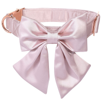 Unique style paws Pink Silk Dog Collar Puppy Collar with Bowtie Adjustable Dog Collar Gift for Small Medium Large