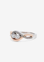 แหวนเพชรสองเม็ดสีขาวและโรสโกลด์ 14k White And Rose Gold Infinity Style Two Stone Diamond Ring (5/8 cttw)