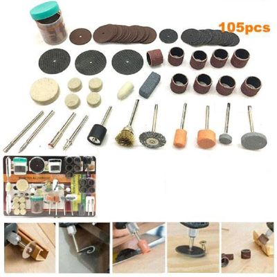 105 Pcs Abrasive Tools Accessories Sanding Grinding Polishing Engraving Tool Head for Dremel Grinder Rotary Tools Sanding Discs