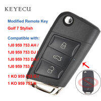 Keyecu 3 Buttons New Golf 7 Stylish Remote Key for Volkswagen for Skoda for Seat 1J0 959 753 AH DJ DA P, 1KO 959 753 G N