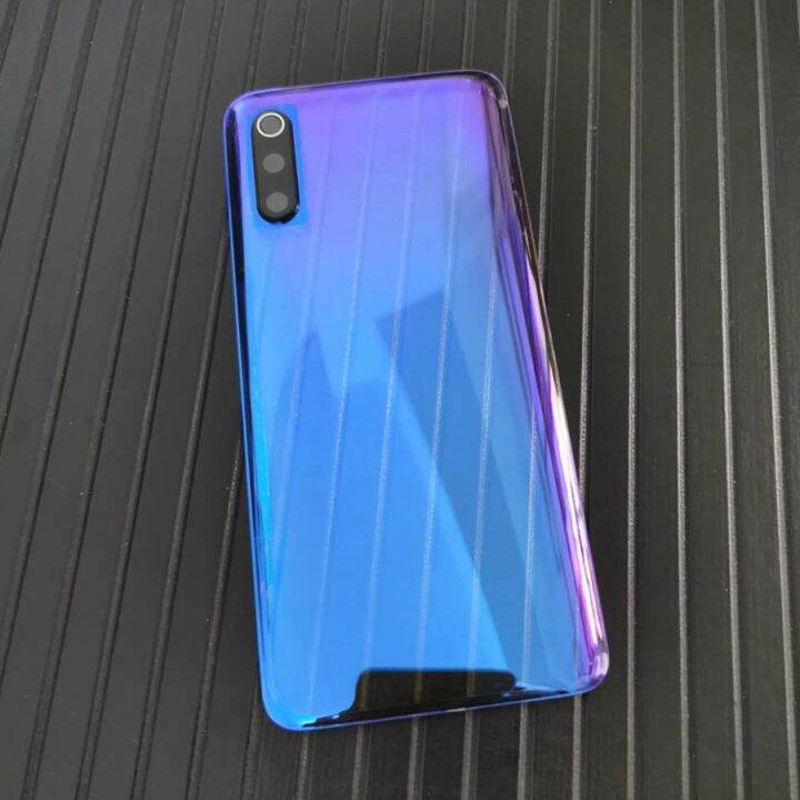 ใสใสสำหรับ-xiaomi-mi9-mi-9-pro-5g-ฝาครอบแบตเตอรี่ด้านหลังกระจกด้านหลังแผงตัวเรือนพร้อมฝาครอบเลนส์กล้อง-สติกเกอร์