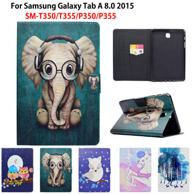 SM-P355สำหรับ Samsung Galaxy Tab A 8.0 2015 SM-T350 SM-T355 SM-P350 T350 T355 P350 P355แผ่นปิดหน้าจอแท็บเล็ตแบบสมาร์ทแฟชั่นสัตว์ฝาครอบ