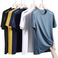 Summer Breathable Quick Drying Solid Color Sports Casual Printing Round Neck Large Mens T-shirt Ice Silk Short Sleeved T-shirt