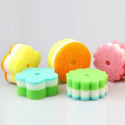 ๑ Dishwashing Sponge Korean Flower Sponge Sponge Scouring Pad Kitchen Cleaning Sponge Block Cleaning Wipe Towel