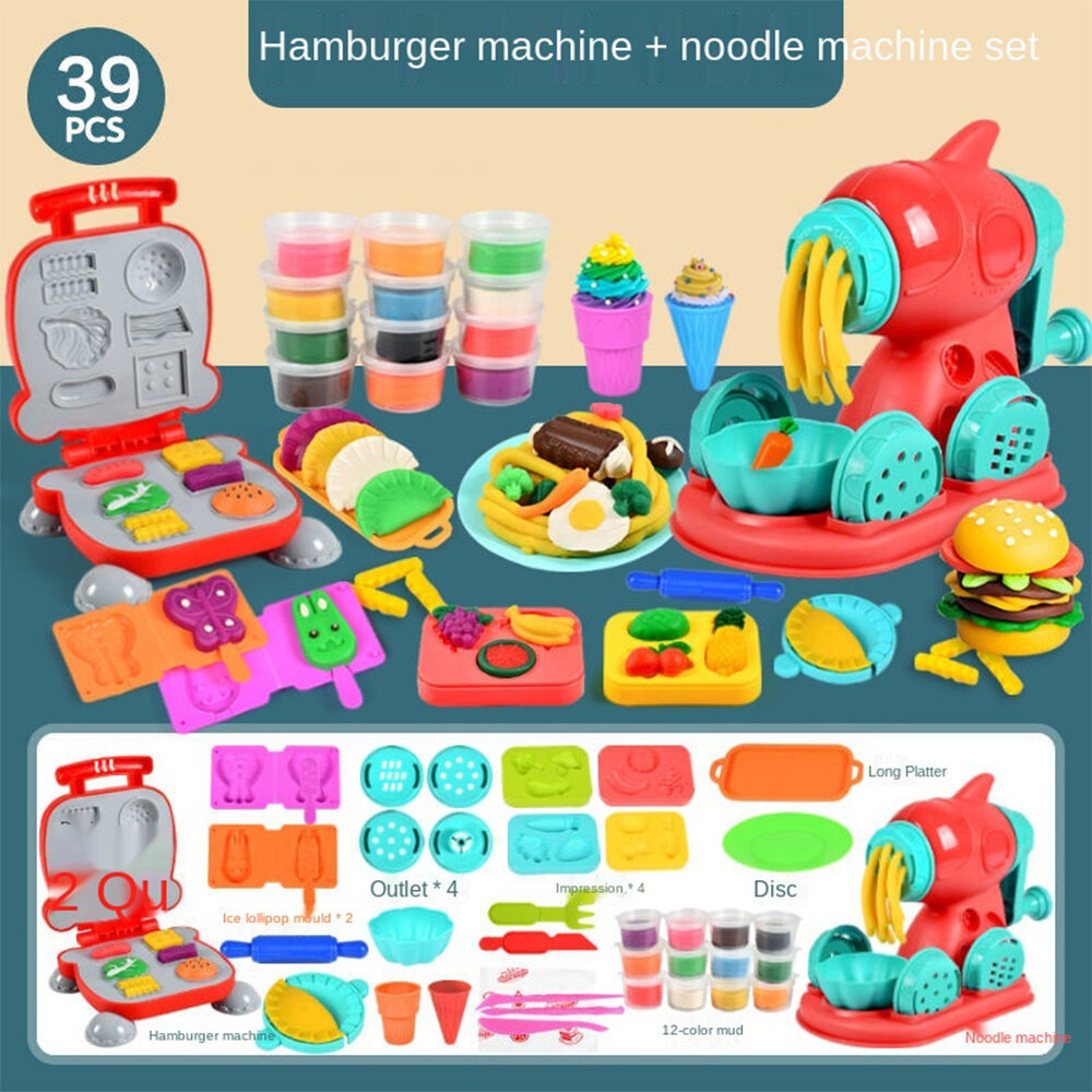 Intend Kitchen Playset Color Mud Play Dog Set Playthrough Set untuk kanak kanak Plastik Slime Set Main Makanan