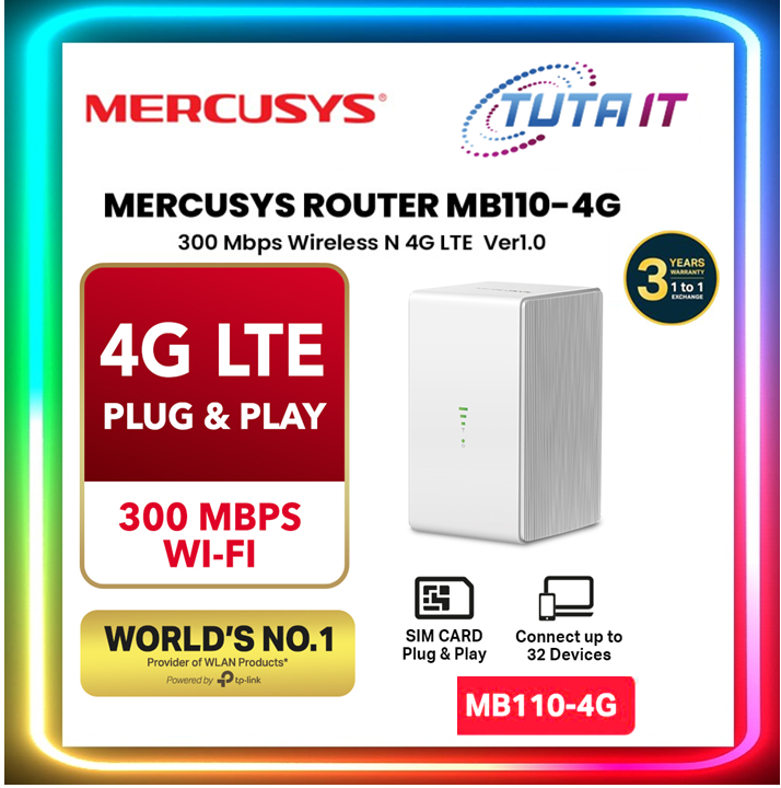 Mercusys MB110-4G NEW COMERS 300 Mbps Wireless N 4G LTE Router | Lazada