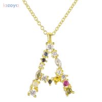 LOZOYA 925 Sterling Silver Gold 26 Letter Alphabet A B C D Pendant Long Chain Necklace 2021 Women Wedding Luxury Crystal Chains