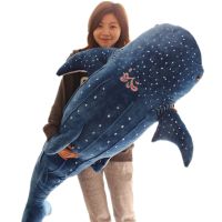 【ของเล่นตุ๊กตา】 50/100CM New Cartoon Blue Shark Stuffed Plush Toys Big Fish Whale Baby Soft Animal Pillow Dolls Children Birthday Gifts