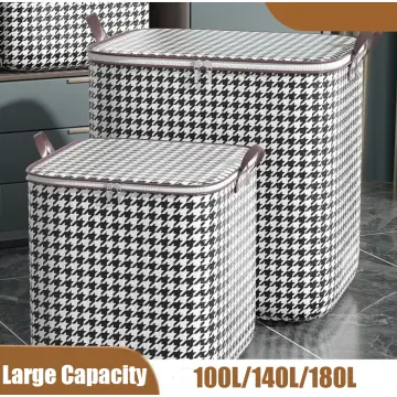 Houndstooth Blanket Storage Bags With Zipper, Foldable Comforter