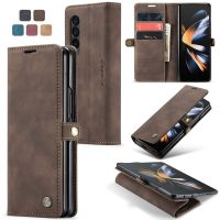 เคสกระเป๋าใส่โทรศัพท์มีกระเป๋าเงินหนังวินเทจสำหรับ Samsung Galaxy Z Fold4 Fold 4 Zfold4 5G เคสป้องกันแบบมีช่องเสียบบัตรสำหรับ Samsung Z Fold4