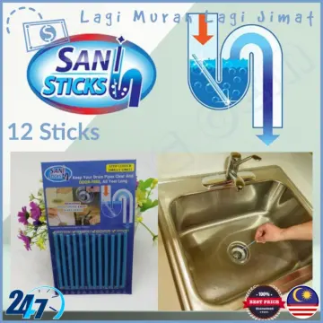 12 Drain Cleaner Sticks Odor Remover Clean Pipe Kitchen Bath Tub Sink Deodorizer