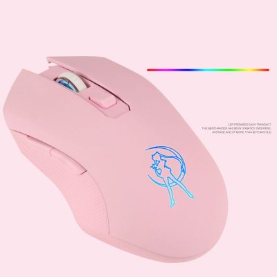 Pink Silent LED Optical Game Mice 1600DPI 2.4G USB Wireless Mouse for PC Laptop
