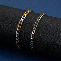 45มม. สี S-Gold Curb Chain สร้อยข้อมือผู้หญิงสแตนเลส Hiphop บุคลิกภาพเครื่องประดับ