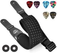 LEKATO 3D Sponge Guitar Strap Belt LGS-1 Adjustable Filling Electric Guitar Strap Bass Belt 3.5" Wide With 6 Picks