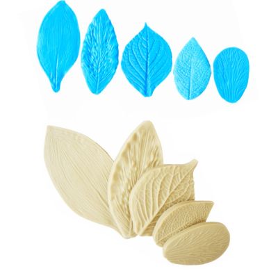 【YF】 5 Pcs/set Leaves Shape Fondant Cake Silicone Mold Cookies Candy Molds Pastry Biscuits Mould Baking Decoration Tools Clay