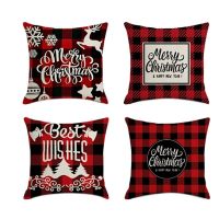 4Pcs Christmas Pillowcase Santa Square Home Decor Linen Pillow Cases Cushion Covers for Sofa Cozy Car Gift 45X45cm M