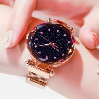 Luxury Starry Sky Stainless Steel Gold Mesh celet Watches Women Crystal og Quartz Wrist Watch Accessories