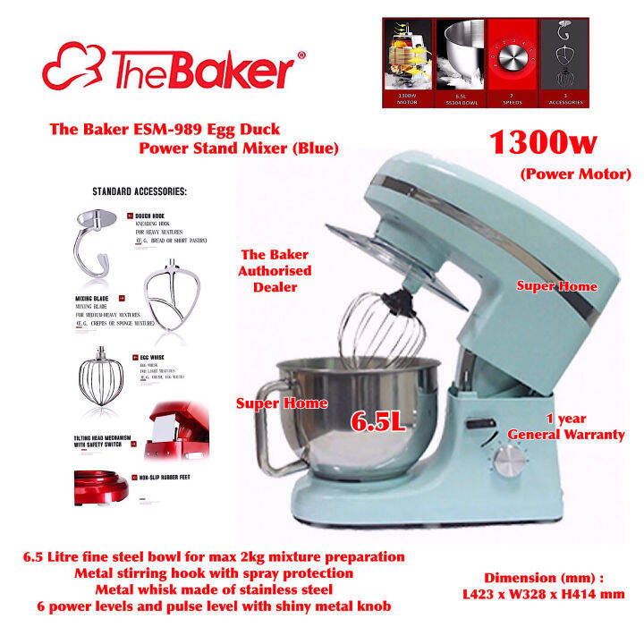 The Baker Stand Mixer ESM989 (Egg Duck) 6.5L Stainless Steel Bowl