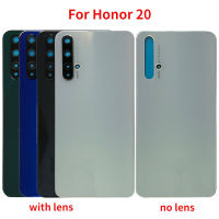 ใหม่กลับแก้วสำหรับ Honor 20ปกหลังประตูด้านหลังกรณีที่อยู่อาศัยด้วยกล้องเลนส์อะไหล่