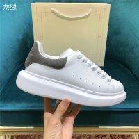 Mcqueen White Shoes Women 2022 Spring Autumn Genuine Leather Thick-Soled Inner Heightening Casual Sports Couple